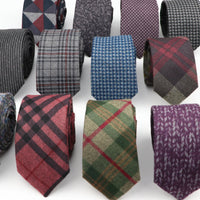Men's  Business Diamond Check Tie Artificial Wool Cotton Dark Color Tie Striped Black Grey Necktie For Daily Accessory Paty Gift
