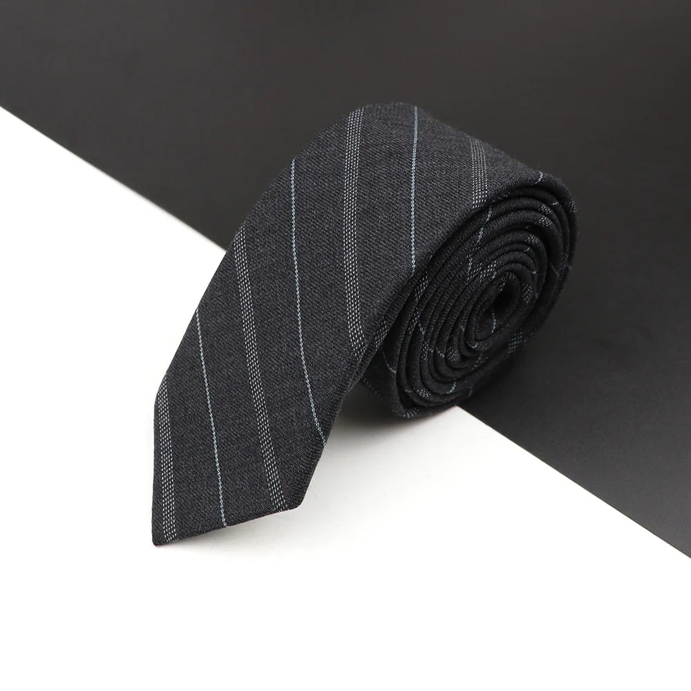 High Quality Classical Color Black Grey Skinny 100% Wool Tie Men Necktie For Business Meeting Fashion Shirt Dress Accessories