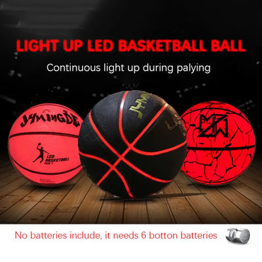 Glow In The Dark Basketball Light Up Indoor Outdoor Size 7 LED Basketball PU Leather for Night Play Gift