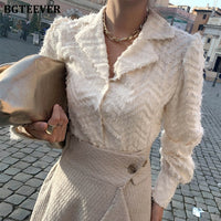 Sexy Elegant Notched Collar Women Tassels Shirts Blouses 2021 Spring