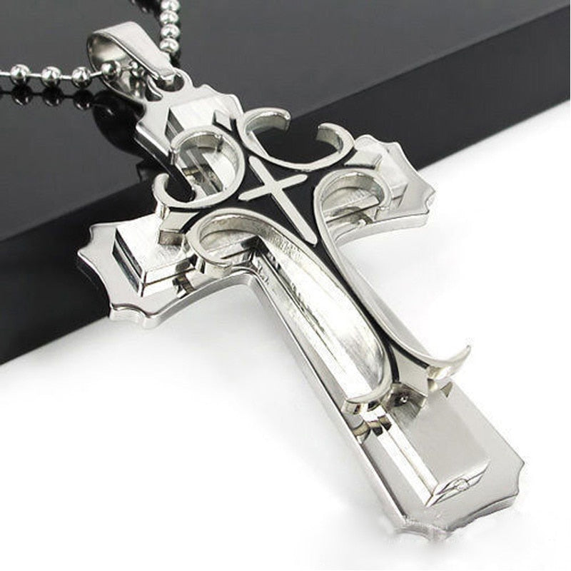 2023 Fashion New Black Rectangle Pendant Necklace Men collar Trendy Simple Stainless Steel Chain Men Necklace Jewelry Gift