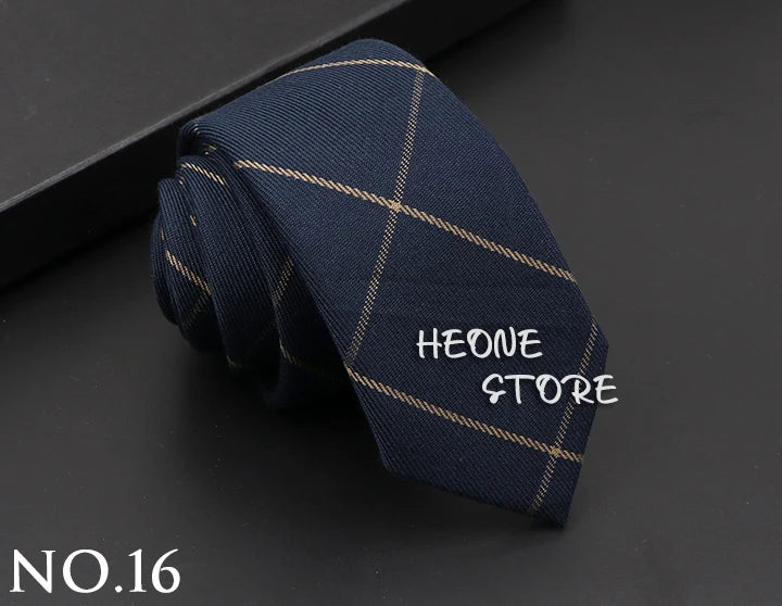 Mens Classic Cotton Ties High Quality Handmade Skinny 6CM Neck Tie Plaid Solid Color Striped Narrow Business Shirt Accessories
