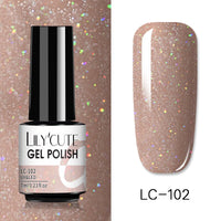 LILYCUTE 7ml Glitter Sequins Nail Gel Polish Gel Rose Gold Semi Permanent Hybrid Nail Art DIY Design Varnish