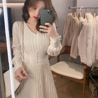 Knitted Dress Women Casual Long Sleeve Vintage Elegant Office Sweater Dress Female 2021 Autumn One Piece Dress Korean Outerwear