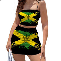 Lion Print Jamaica Flag Pattern Sexy Stylish Women Mini Dress Halter Spaghetti Strap