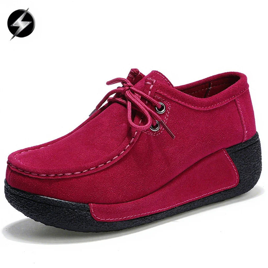 Women Platform Shoes Casual Shoes Women Pu Leather Wedges Flats Rubber Boots for Women