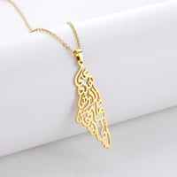 Israel Palestine Map Pendant Necklace For Women Men Arabic African Jamaica Stainless Steel Gold Color Chain Necklaces Jewelry