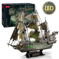 CubicFun 3D Puzzles Ship from PL/US/RU LED Flying Dutchman Pirate Ship Model Queen Anne Revenge Sailboat Titanic Ship Jigsaw