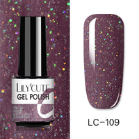 LILYCUTE 7ml Glitter Sequins Nail Gel Polish Gel Rose Gold Semi Permanent Hybrid Nail Art DIY Design Varnish