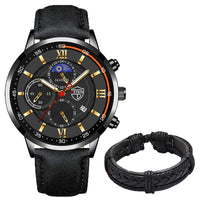 Men Sport Watch Luxury Stainless Steel Quartz Wristwatch Man Business Casual Leather Bracelet Male Luminous Clock Watches