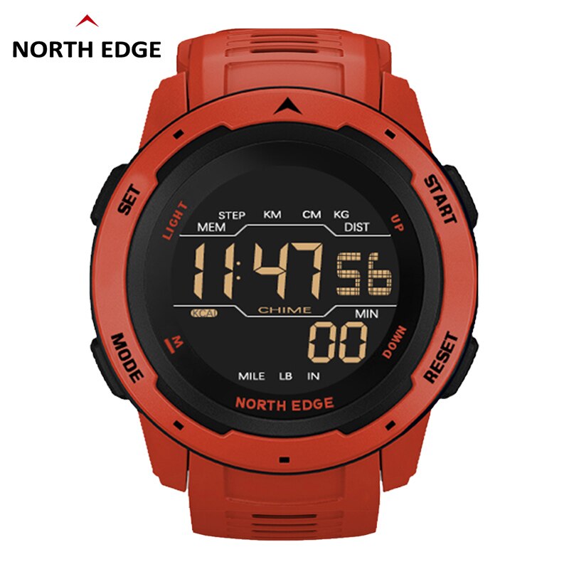 NORTH EDGE Mars Men Digital Watch Men&#39;s Military Sport Watches Waterproof 50M Pedometer Calories Stopwatch Hourly Alarm Clock