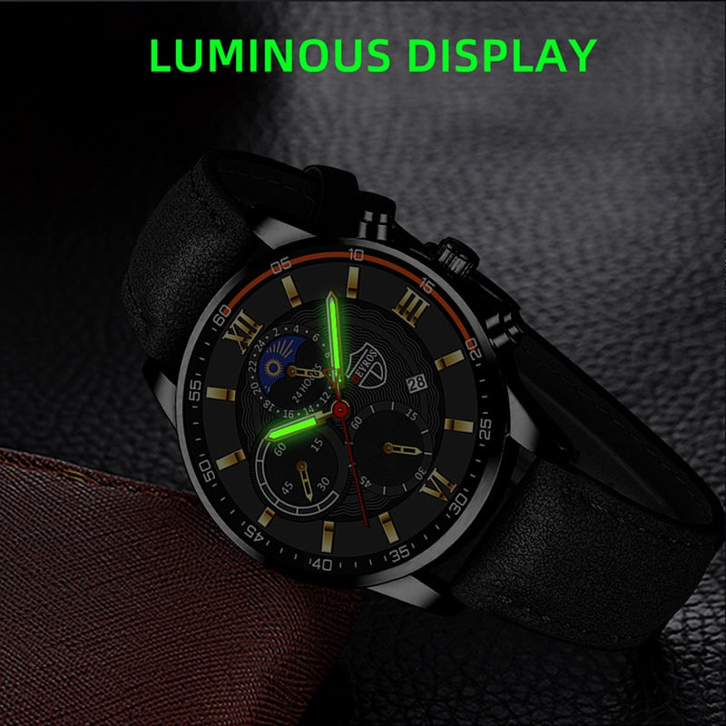 Men Sport Watch Luxury Stainless Steel Quartz Wristwatch Man Business Casual Leather Bracelet Male Luminous Clock Watches