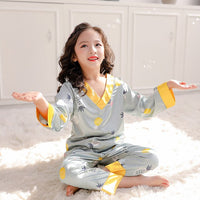 Children Pajamas Set 2023 Spring Ice Silk Striped Kids Pyjamas For Girls & Boys Sleepwear