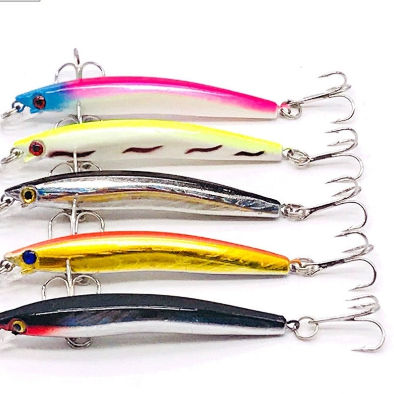 Wobbler Minnow Floating Hard Plastic Artificial Bait For Fishing Lure Tackle Bass 8cm 3d Eyes Topwater 2 Fish Hook Crankbait 1pc