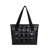 Winter Tote Bag Women Commute Space Padded Down Bag Large Capacity Female Solid Color Quilted Plaid Nylon Shoulder Handbags 2023