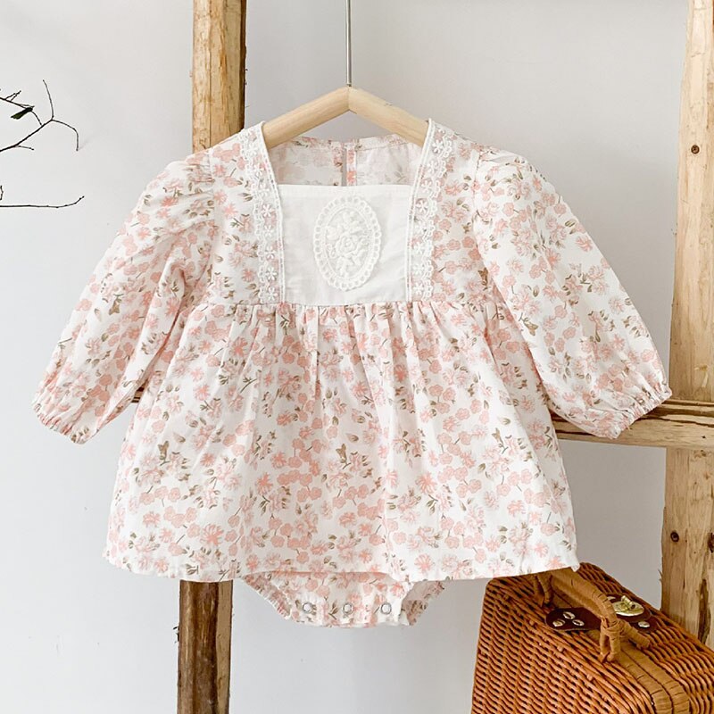 2021 New Autumn Kids Girl Long Sleeve Embroider Rompers Spring Infant Baby Girl Romper