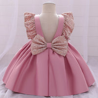 Princess Kids Baby Dress Sequin Bow Baby Girl Dress 1st Birthday Party Wedding Dress Baptism Dress For Girl Summer Dresses