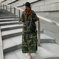 Loose Casual T Shirt Maxi Dress Women Summer 2022 Vestido Mujer Camouflage Dresses with Side Pockets for Home Long Cotton Tees