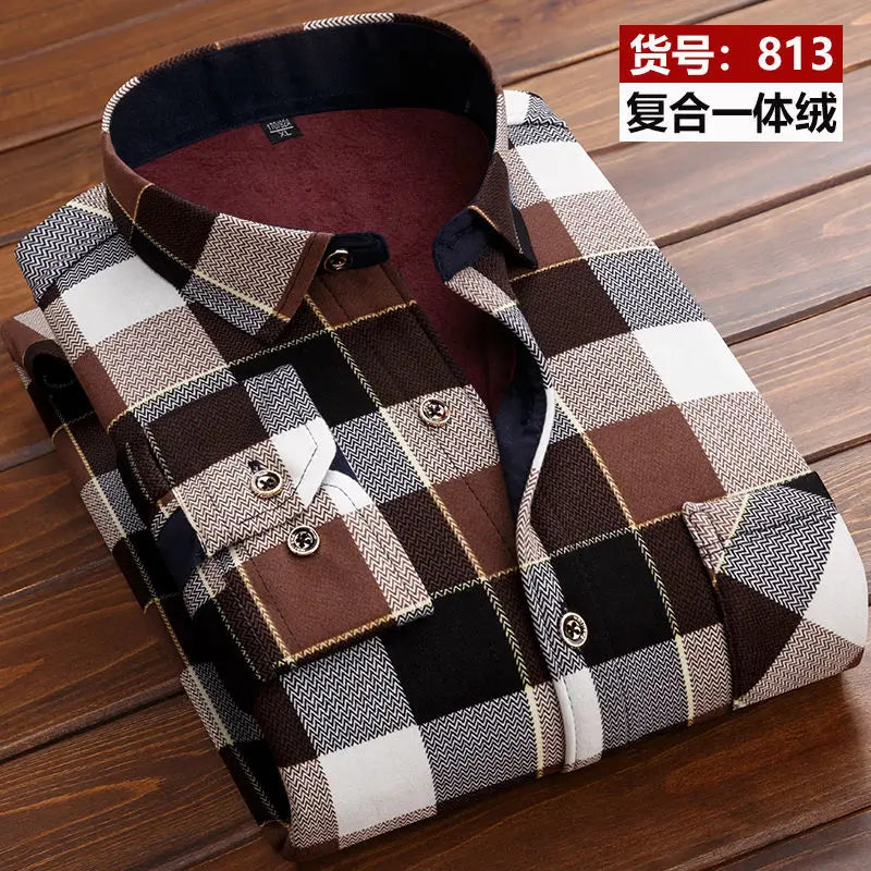 2025 winter Men's fashion smart casual striped long Sleeve Shirts,autumn men thicken Shirt Slim Fit Shirt Male full size M-4XL