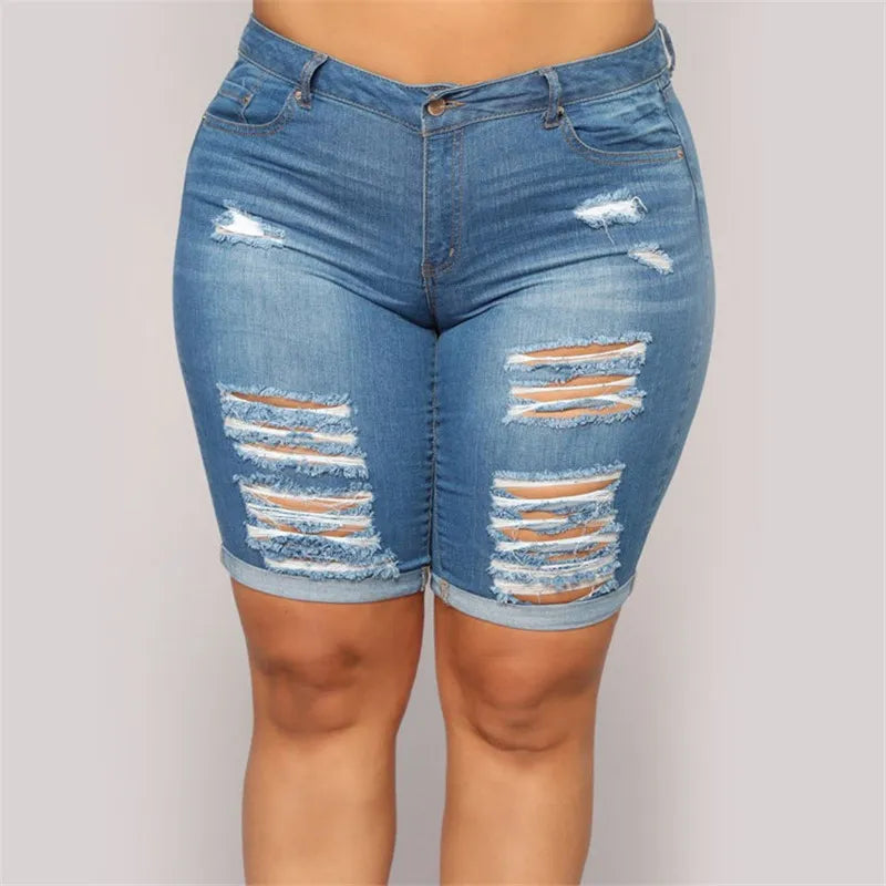 S-2XL denim shorts women summer Ripped Jeans shorts fashion casual Skinny shorts 2022 new Top quality