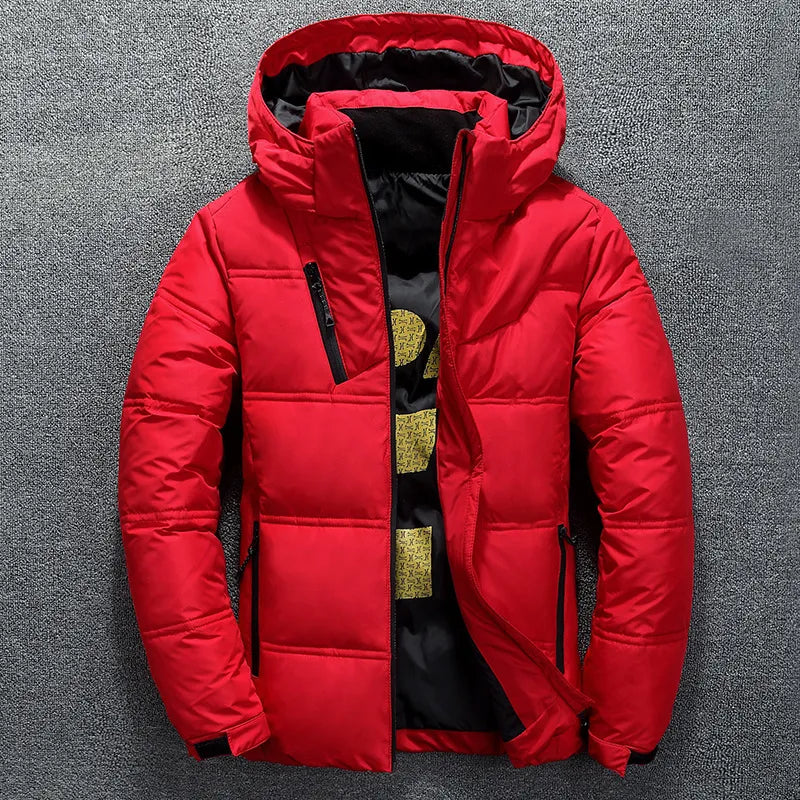 Winter Warm Men Jacket Coat Casual Autumn Stand Collar Puffer Thick Hat White Duck Parka Male Men's Winter Down Jacket With Hood