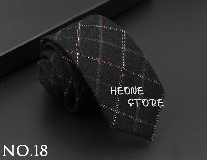 Mens Classic Cotton Ties High Quality Handmade Skinny 6CM Neck Tie Plaid Solid Color Striped Narrow Business Shirt Accessories