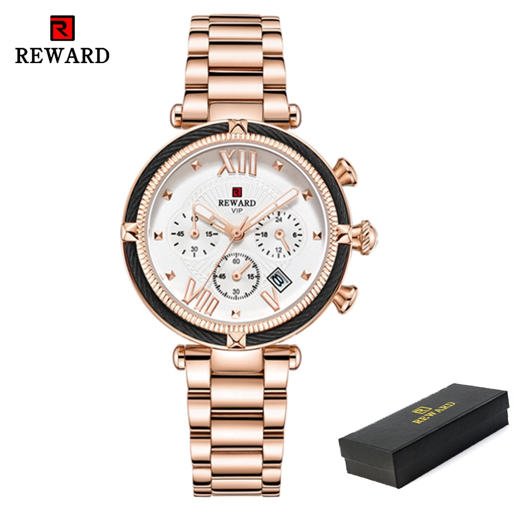 REWARD Luxury Fashion Women Watches Waterproof Casual Quartz Ladys Watch for Woman Dress Ladies Wristwatches Relogio Feminino