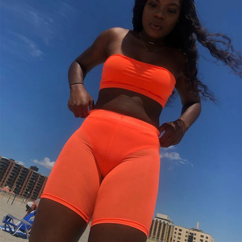 Beach Style Neon Colors Transparent Casual Sexy Mesh Shorts Women Harajuku High Waist Elastic Bodycon Short Sweatpants Club Wear