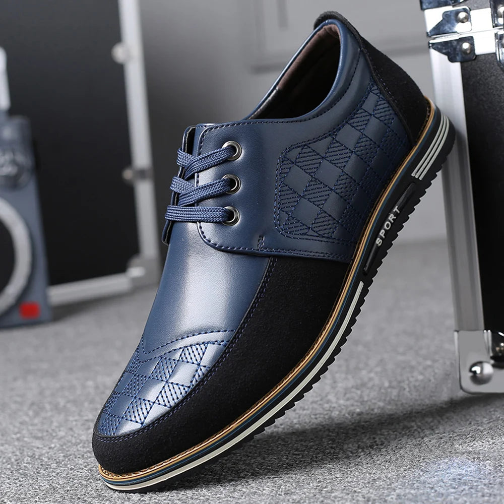 High Quality Big Size Casual Leather Shoes Men Business Breathable Men Leather Shoes Fashion Brand Casual Men Shoes Black