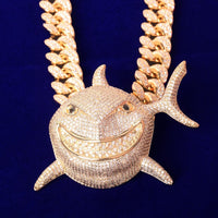 Shark Pendant  Necklace Gold Color Plated Men&#39;s Hip Hop Rock Street Jewelry