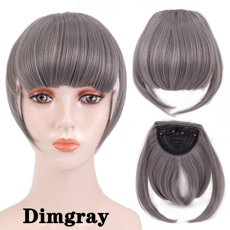 Leeons Short Synthetic Bangs Heat Resistant Hairpieces Hair Women Natural Short Fake Hair Bangs Hair Clips For Extensions Black