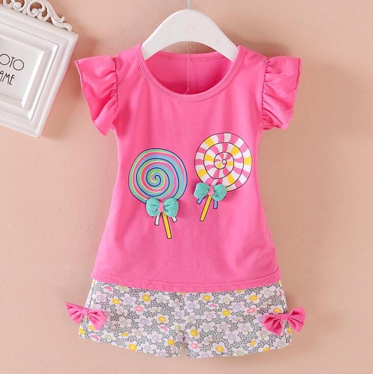 Cute Summer Baby Girls Outfits Cotton T-shirt and Short Pants Two Piece Set for Girl Princess Clothes Suit Children Clothing