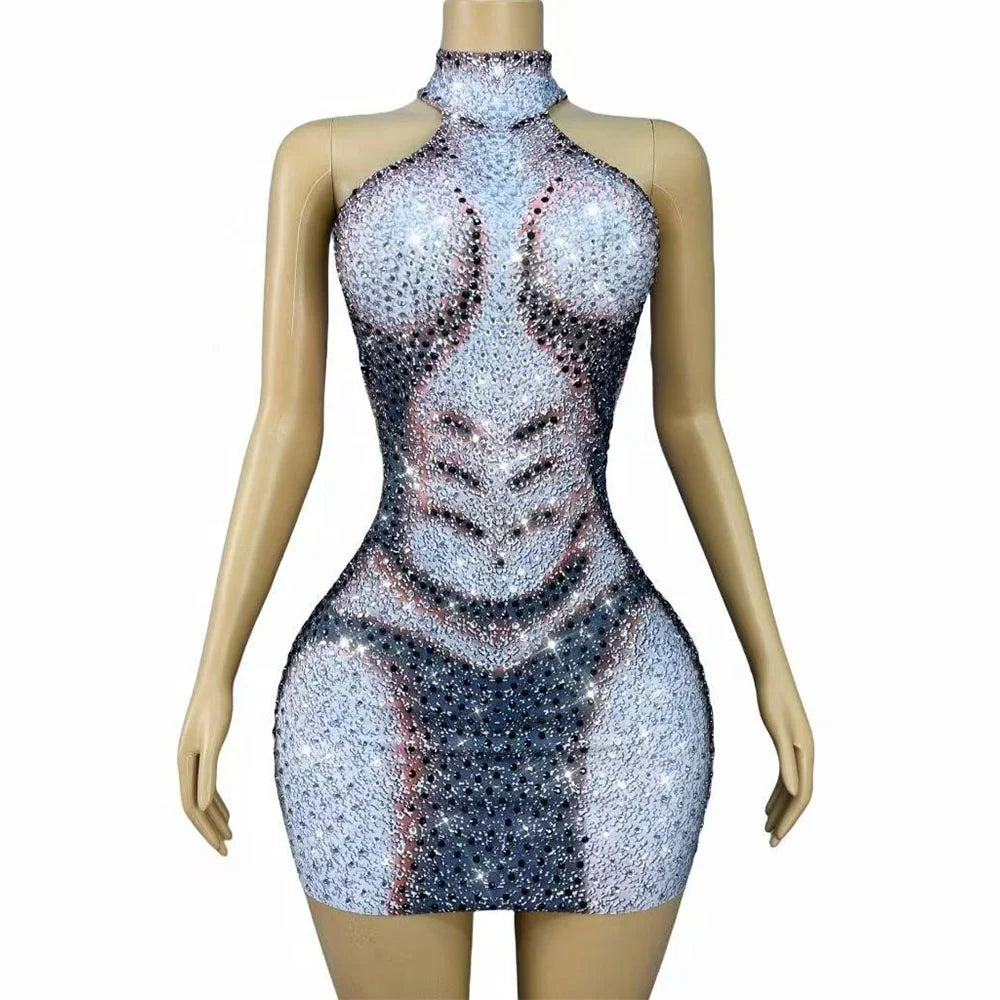 Sexy Special Shining Rhinestones Women's Adult Clothes Dance Costume Spandex/Polyester Evening Birthday Party Performance Wear