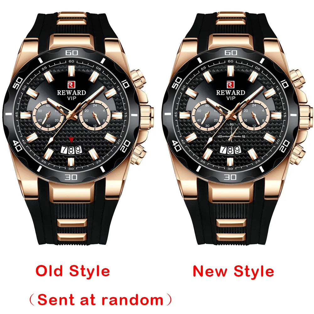 REWARD Fashion Big Dial Men's Watch Men Top Brand Luxury Chronograph Silicone Sport Quartz Watches Waterproof relogio Masculino