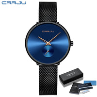 CRRJU Fashion Women Watch Luxury Casual Simple Ladies Daily Dress Mesh Wristwatch Minimalist Waterproof Quartz Female Clock