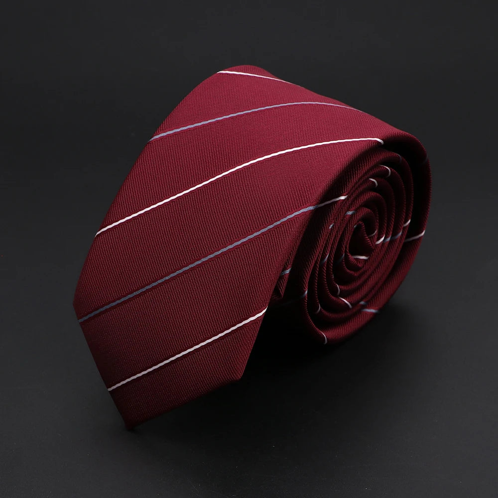 30 Styles Men's Jacquard Striped Solid Color Necktie 6cm Slim Narrow Suit Shirt Accessory Daily Wear Cravat Wedding Party Gift