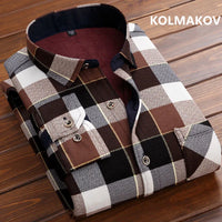 2025 winter Men's fashion smart casual striped long Sleeve Shirts,autumn men thicken Shirt Slim Fit Shirt Male full size M-4XL