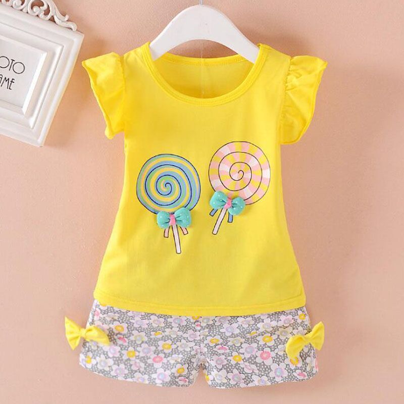 Cute Summer Baby Girls Outfits Cotton T-shirt and Short Pants Two Piece Set for Girl Princess Clothes Suit Children Clothing