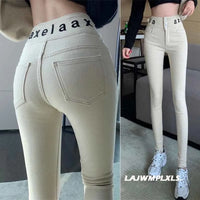 2022 Autumn Spring New Black leggings Casual Elastic High Waist stretch feet pants women's Metal Buttons was thin Pencil Pants