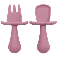 2Pcs/Set BPA Free Silicone Mini Fork Spoon Baby Learning Feeding Solid Food Children's Tableware Training Utensils For Newborn