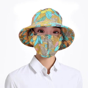 Cheap Price High Quality Summer Sunshade Printing Bucket Hat Face Mask Set Wholesale