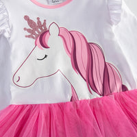 VIKITA Girls Princess Dresses Kids Cartoon Vestidos Children Autumn Dress Kids Dress for Girls Long Sleeve Unicorn Dresses