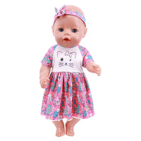 Doll Baby Clothes Kittys Kitten Cat Cartoon Dress Shoes Fit 18 Inch American&43cm Reborn New Born Baby Doll OG Girl`s Toy Doll