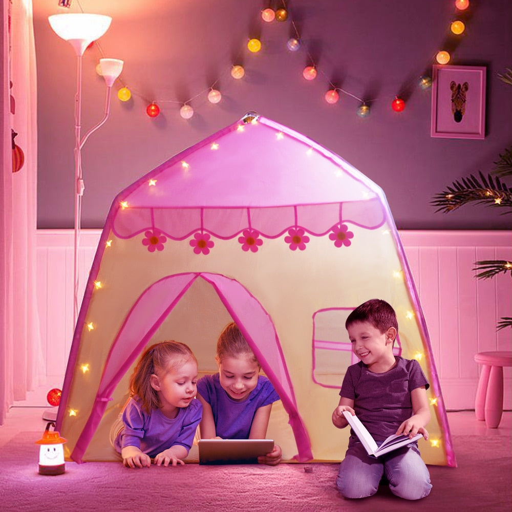 Kids Tent Pink Blue Children Play House Children Tente Enfant Portable  Baby Play House Tipi Kids Flowers Little Baby Castle