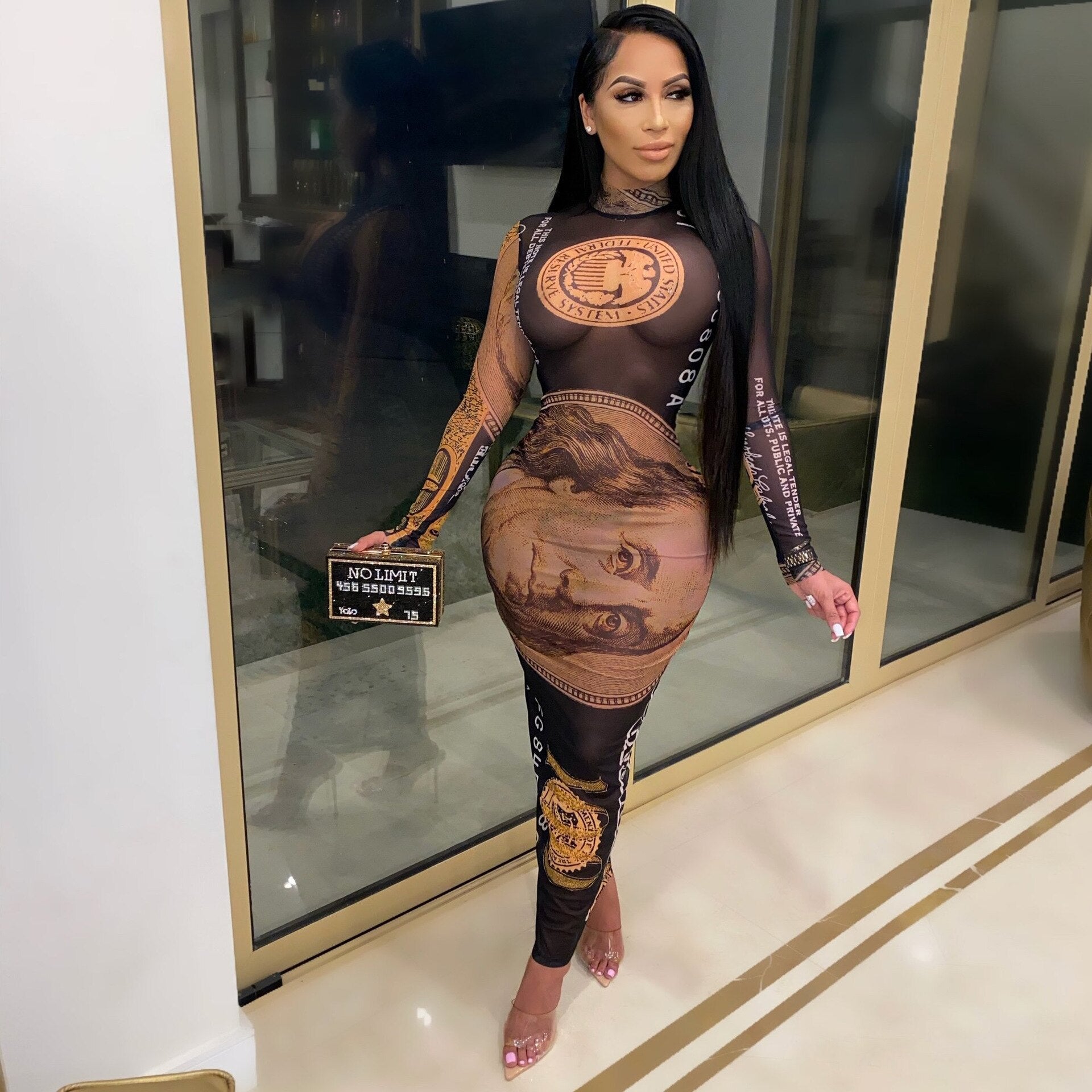Print Sexy Mesh Long Sleeve Party Dress Women See Through Clubwear Ski Mega Mart Center Print Sexy Mesh Long Sleeve Party Dress Women See Through Clubwear Ski Mega Mart Center