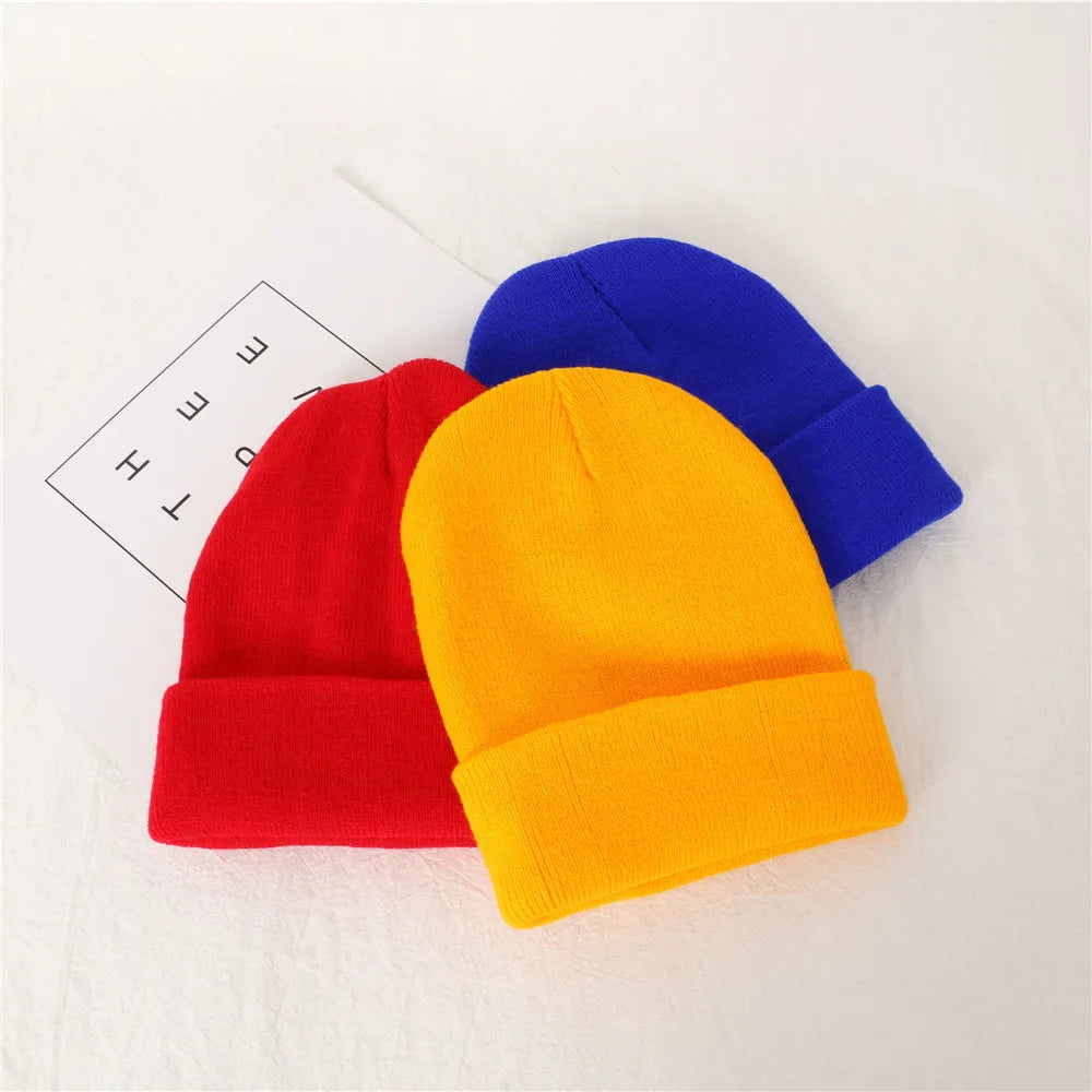 Winter Hats for Woman New Beanies Knitted Fluorescent Cute Hat Girls Autumn Female Beanie Caps Warmer Bonnet Ladies Casual Cap