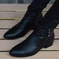 Fashion Ankle Boots Men High Top Zip Suit Shoes Black Dress Boots Autumn Shoes Men Leather Boots Zapatos man hombre