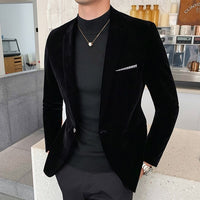 2021 Brand clothing Men Golden velvet suit/Male slim High quality business Blazers/Groom