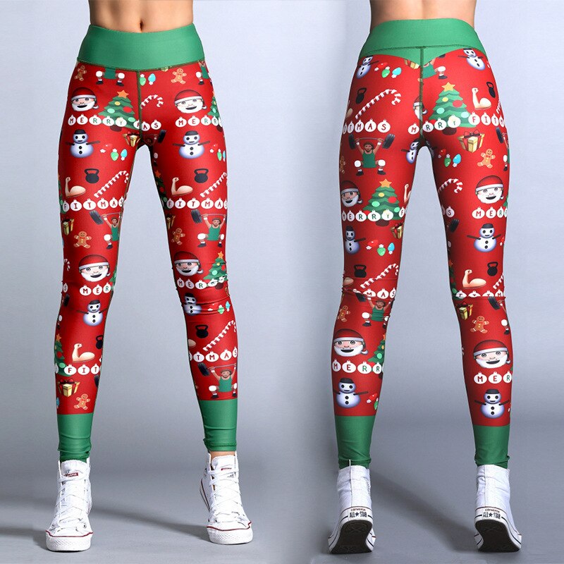 Christmas Leggings Women Sexy High Waist Skinny Leggins Fitness Legging Ladies Printed Workout Leggings Stretch Trousers Pants