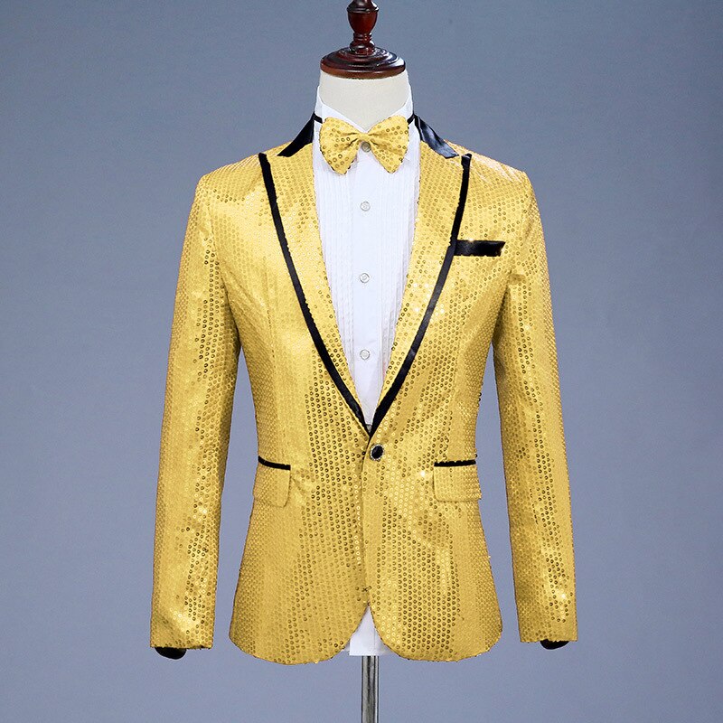 Pink Sequin One Button Dress Blazers 2022 Brand New Nightclub Prom Men Suit Jacket Wedding Stage Singer Costume (Bowtie Include)